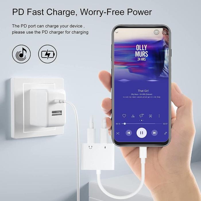 A-One Brand - 2 in 1 USB C till 2 X Type C Hörlursadapter Snabbladdning