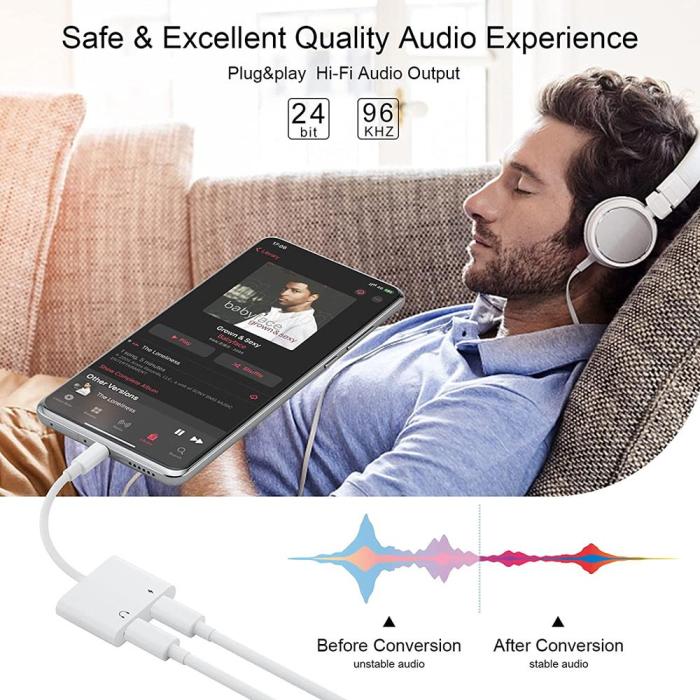 A-One Brand - 2 in 1 USB C till 2 X Type C Hörlursadapter Snabbladdning