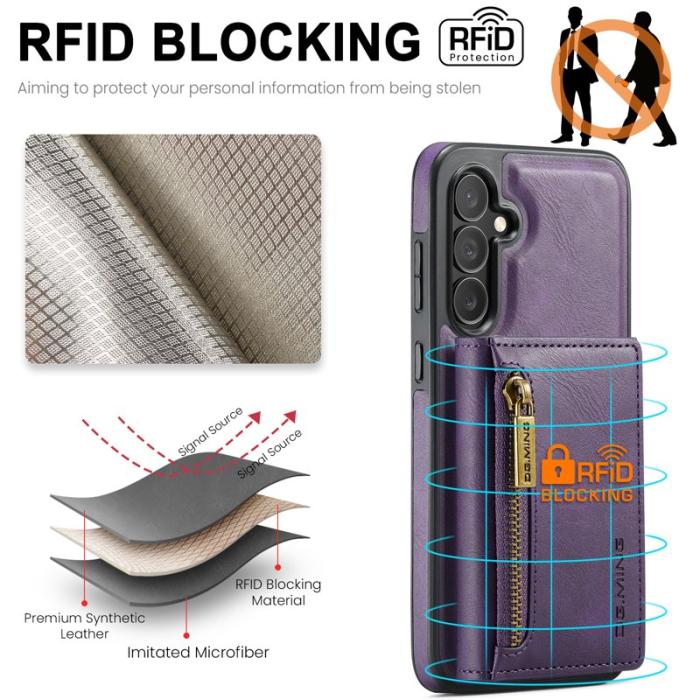 DG.MING - DG.MING M5 Series Mobilskal till Samsung Galaxy S24 FE Konstläder Magnetisk Lila