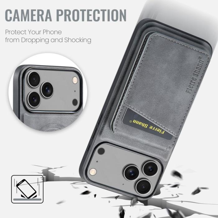 FIERRE SHANN - FIERRE SHANN 025 Fodral för iPhone 17 Pro Max KonstLäder - Grå