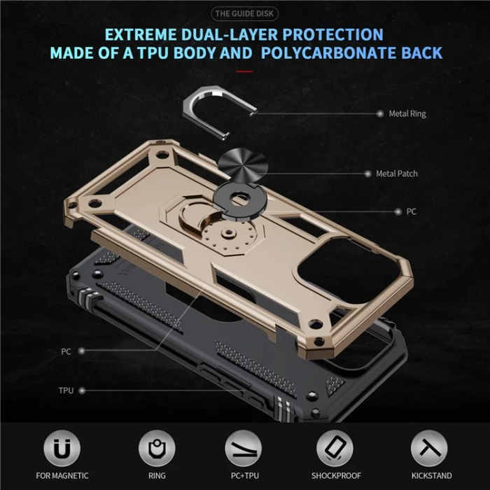 A-One Brand - iPhone 16 Pro Max Mobilskal Anti-drop med Kickstand - Guld