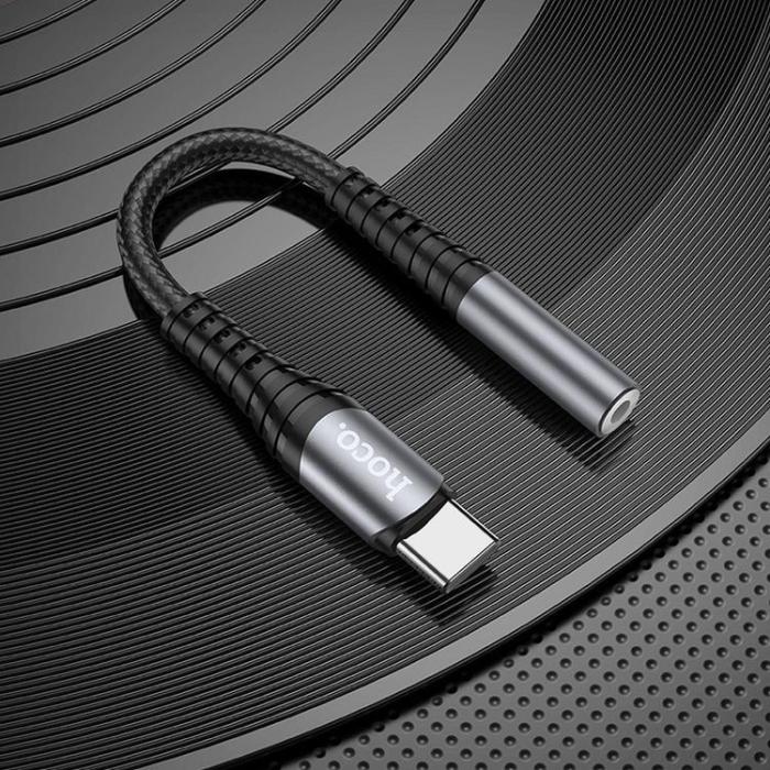 Hoco - HOCO AUX 3.5mm till USB-C Adapter LS33 - Grå