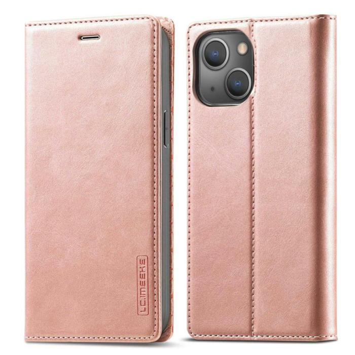 LC.imeeke - LC.IMEEKE iPhone 14 Plus Plånboksfodral Konstläder - Roséguld