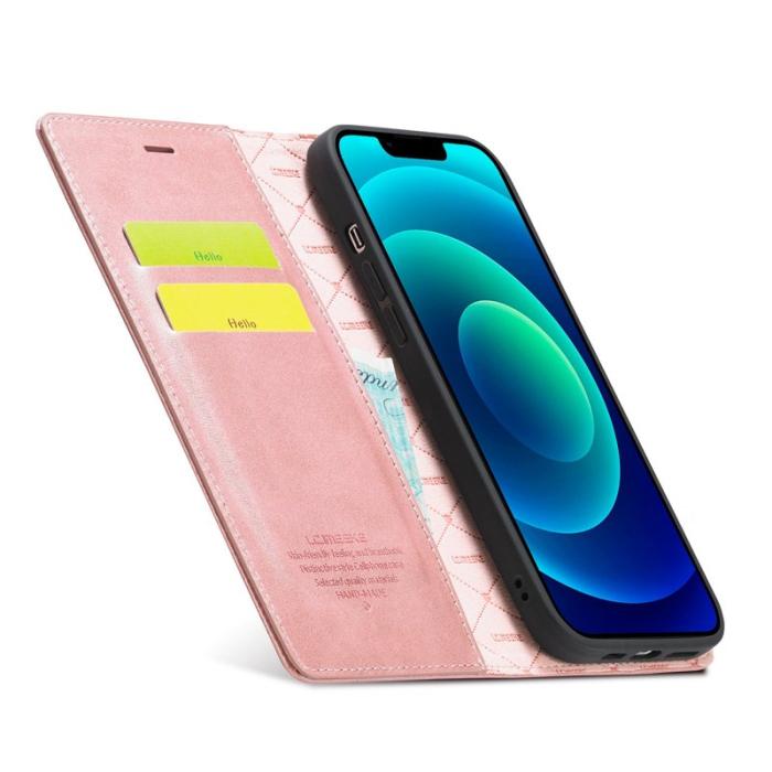 LC.imeeke - LC.IMEEKE iPhone 14 Plus Plånboksfodral Konstläder - Roséguld