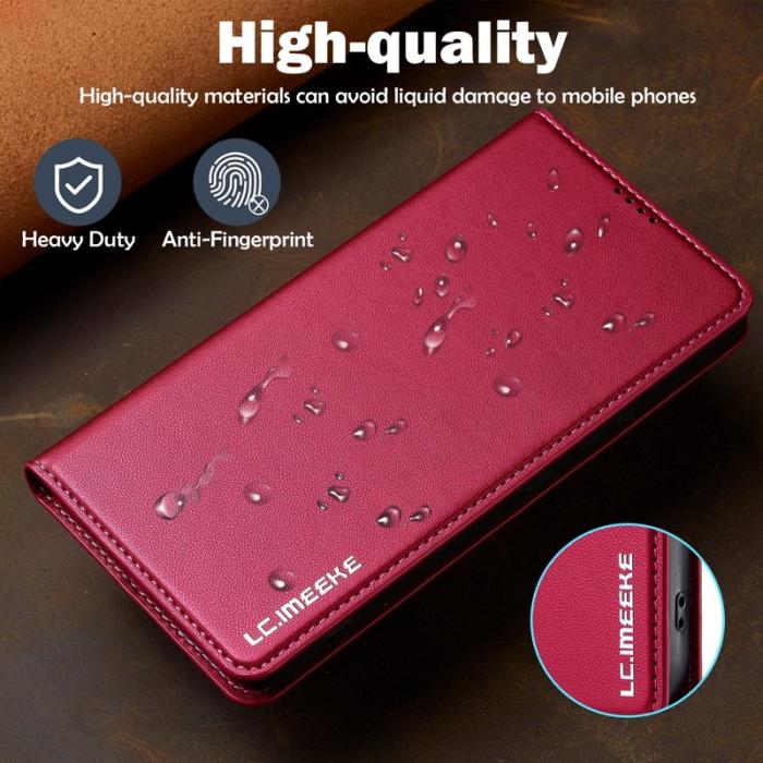 LC.imeeke - LC.IMEEKE L1 Series Samsung Galaxy A53 5G Plånboksfodral Konstläder - Röd