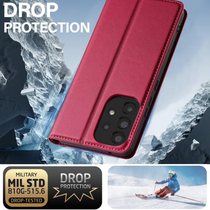 LC.imeeke - LC.IMEEKE L1 Series Samsung Galaxy A53 5G Plånboksfodral Konstläder - Röd
