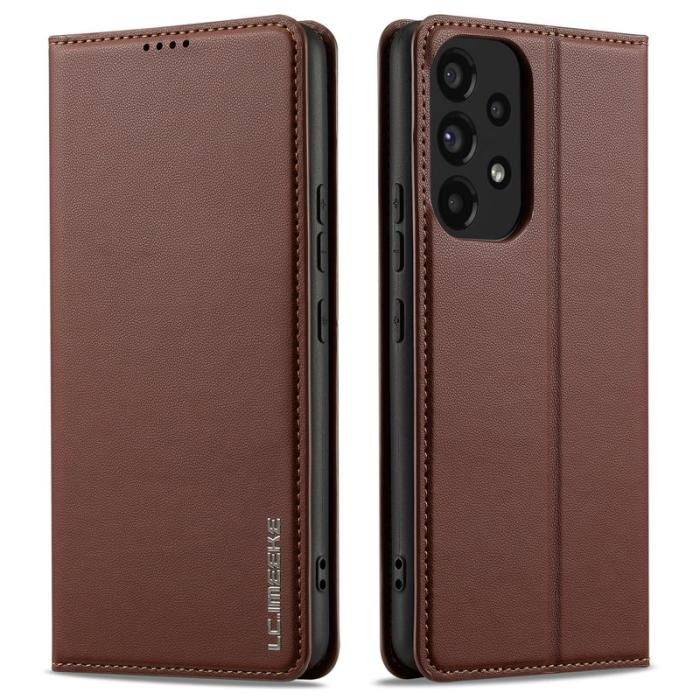 LC.imeeke - LC.IMEEKE L1 Series Samsung Galaxy A53 Plånboksfodral Konstläder - Brun