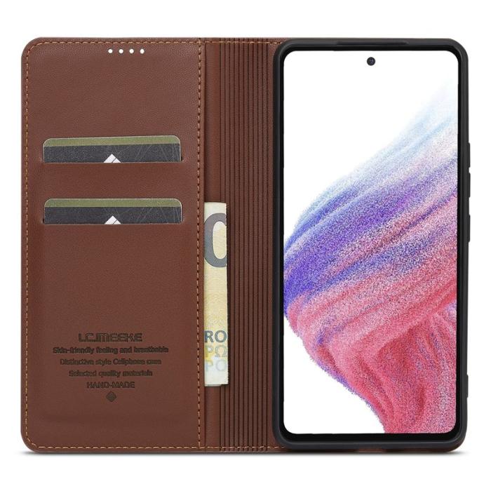 LC.imeeke - LC.IMEEKE L1 Series Samsung Galaxy A53 Plånboksfodral Konstläder - Brun