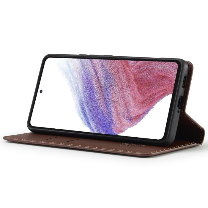 LC.imeeke - LC.IMEEKE L1 Series Samsung Galaxy A53 Plånboksfodral Konstläder - Brun