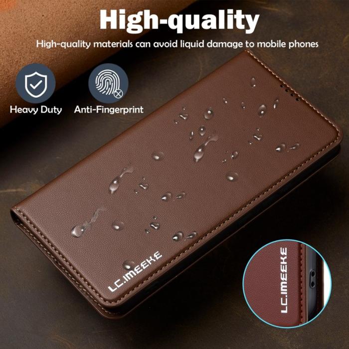 LC.imeeke - LC.IMEEKE L1 Series Samsung Galaxy A53 Plånboksfodral Konstläder - Brun