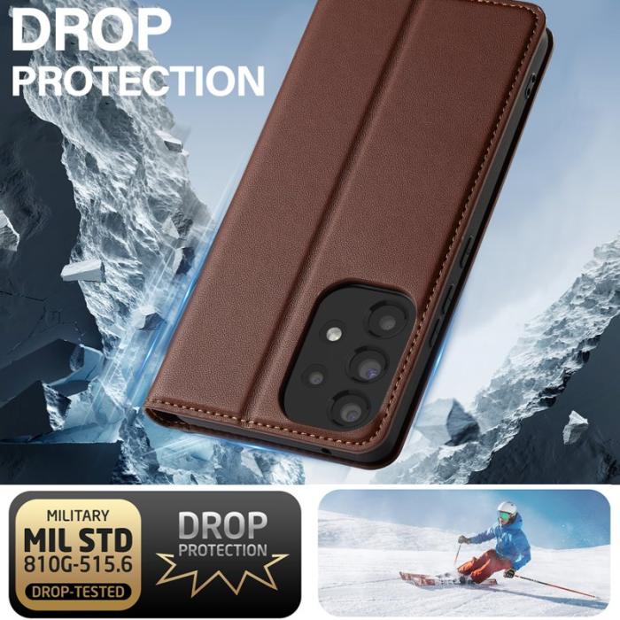 LC.imeeke - LC.IMEEKE L1 Series Samsung Galaxy A53 Plånboksfodral Konstläder - Brun