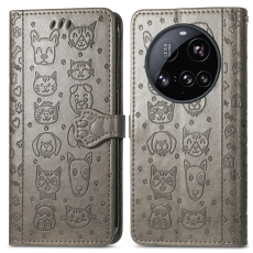 A-One Brand - Xiaomi 15 Ultra Plånboksfodral Cat Dog Pattern - Grå
