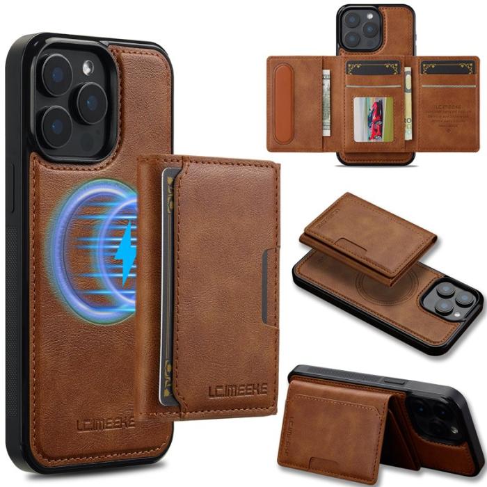 LC.imeeke - LC.IMEEKE L5 iPhone 14 Pro Max Fodral KonstLäder - Brun