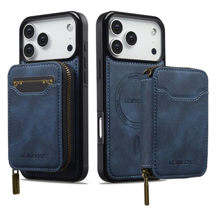 LC.imeeke - LC.IMEEKE L6 iPhone 17 Pro Plånboksfodral Konstläder - Blå