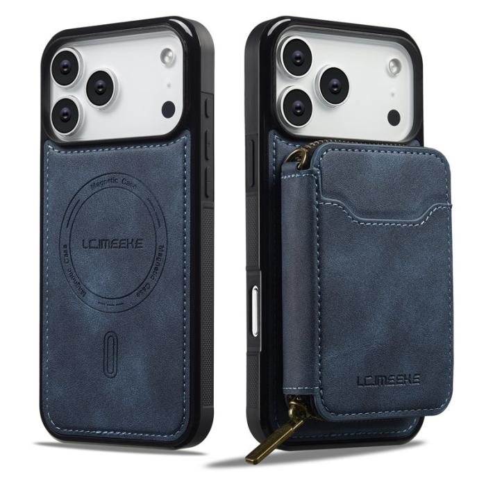 LC.imeeke - LC.IMEEKE L6 iPhone 17 Pro Plånboksfodral Konstläder - Blå