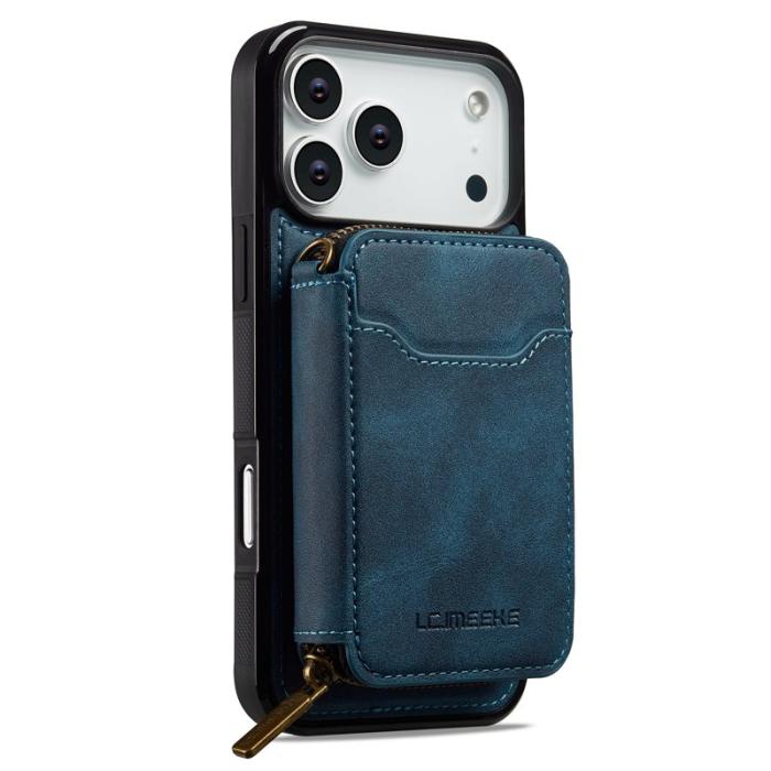 LC.imeeke - LC.IMEEKE L6 iPhone 17 Pro Plånboksfodral Konstläder - Blå