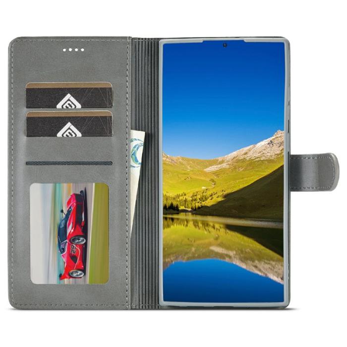 LC.imeeke - LC.IMEEKE Samsung Galaxy S25 Ultra Plånboksfodral Konstläder - Grå