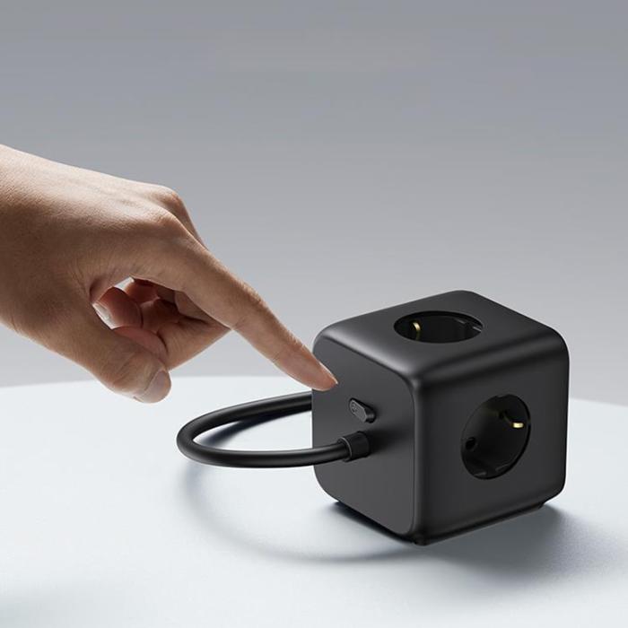 UTGATT1 - Ugreen Cube Väggladdare 65W USB/USB-C/3x AC Strip - Svart