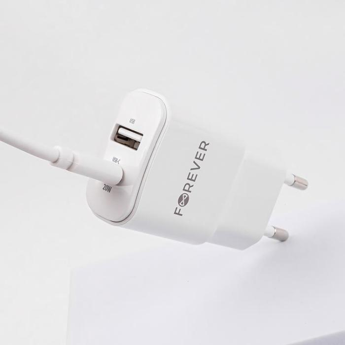 Forever - Forever Väggladdare 1x USB-C 1x USB 20W - Vit