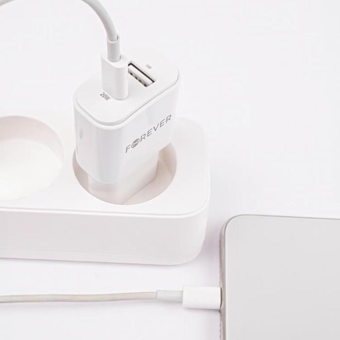 Forever - Forever Väggladdare 1x USB-C 1x USB 20W - Vit