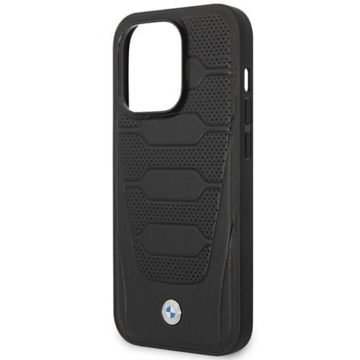BMW - BMW iPhone 14 Pro Mobilskal Magsafe Läder Seats Pattern - Svart