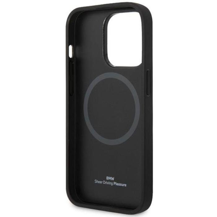 BMW - BMW iPhone 14 Pro Mobilskal Magsafe Läder Seats Pattern - Svart