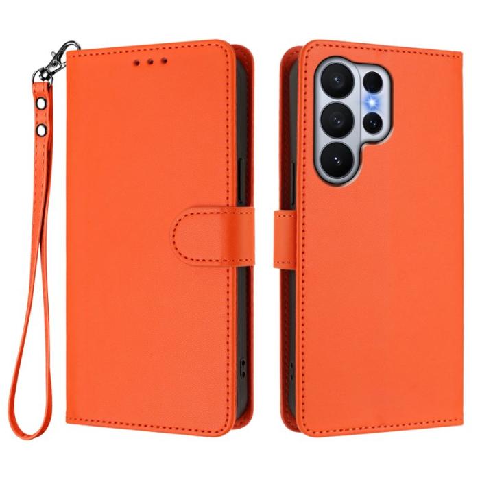 OEM - Samsung Galaxy S26 Ultra Fodral Äkta Läder Ställ - Orange