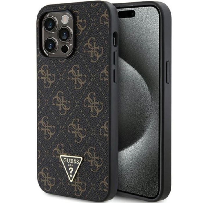 Guess - Guess iPhone 15 Pro Mobilskal Triangle Metall Logo - Svart