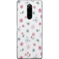 Gustaf - Mobilskal till Sony Xperia 1 med Blommor och fj&auml;rillar