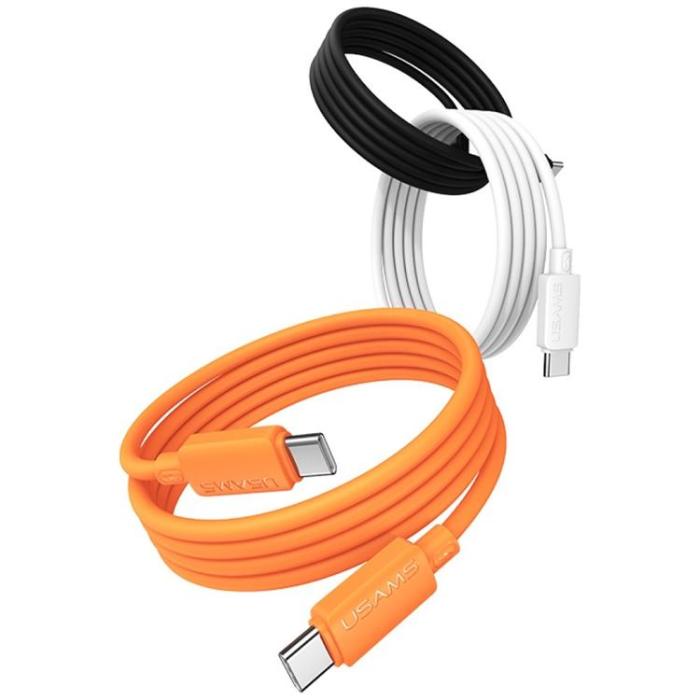 USAMS - USAMS USB-C till USB-C 60W Kabel 3A 1m Silikon U98 - Orange