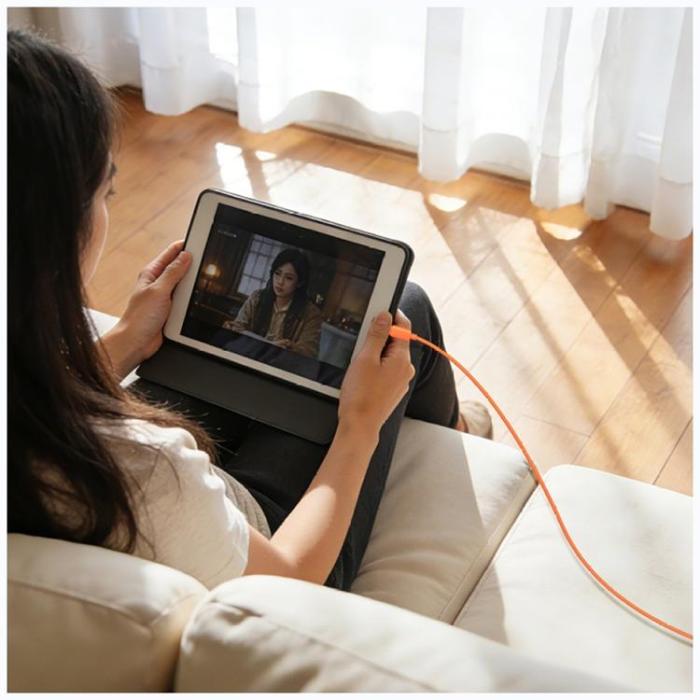 USAMS - USAMS USB-C till USB-C 60W Kabel 3A 1m Silikon U98 - Orange