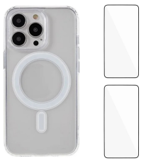 WANLONFENG - WANLONFENG iPhone 15 Pro Mobilskal MagSafe + [2-Pack] Härdat glas