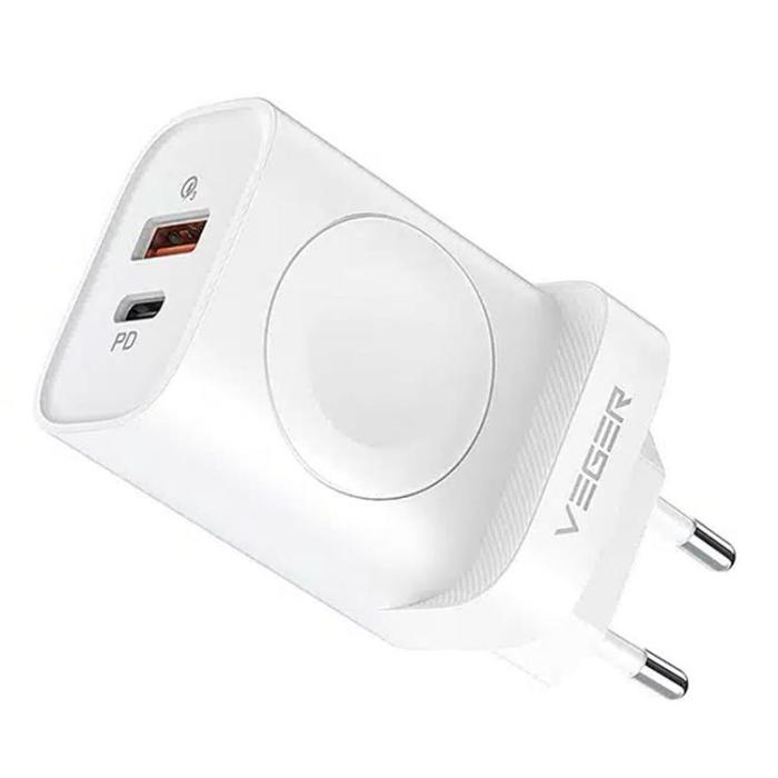 Veger - Verger Väggladdare Adaptrar USB-A-USB-C - Vit