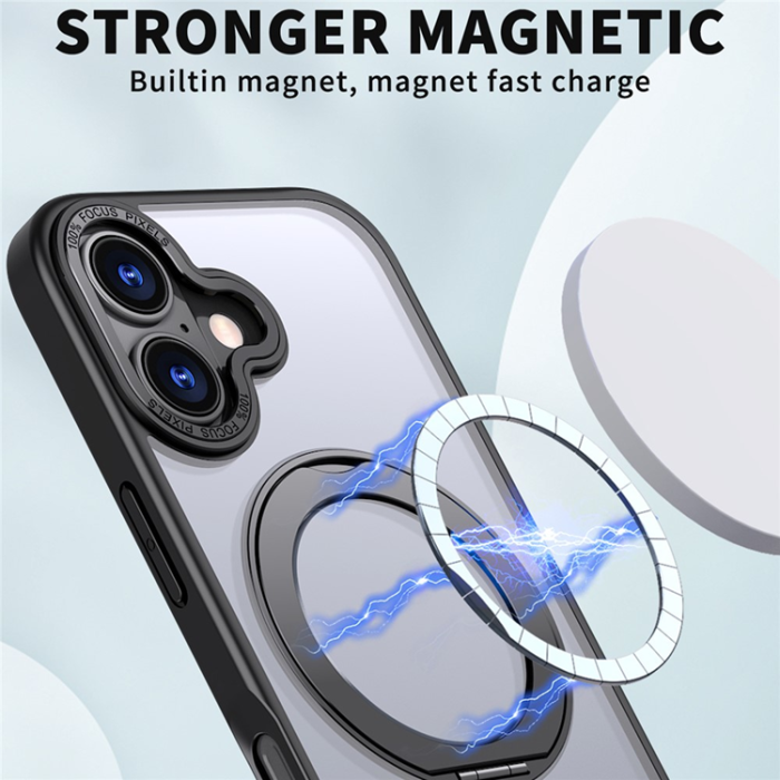 A-One Brand - iPhone 17 Mobilskal MagSafe TPU + Acrylic Kickstand - Svart