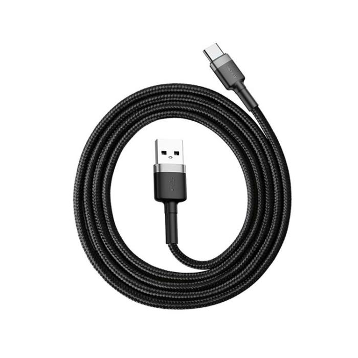 BASEUS - Baseus Cafule USB-C till USB-A kabel 3A 1M - Grå/Svart