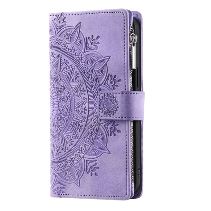 A-One Brand - Galaxy A34 5G Plånboksfodral Mandala Flower Imprinted - Lila