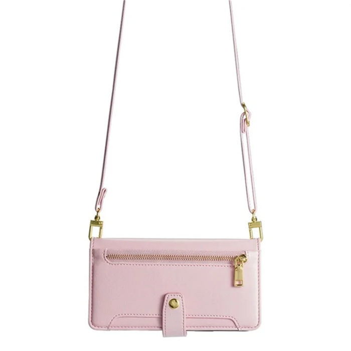 A-One Brand - Galaxy S25 FE Konstläder Plånboksfodral med 2 Rem - Rosa