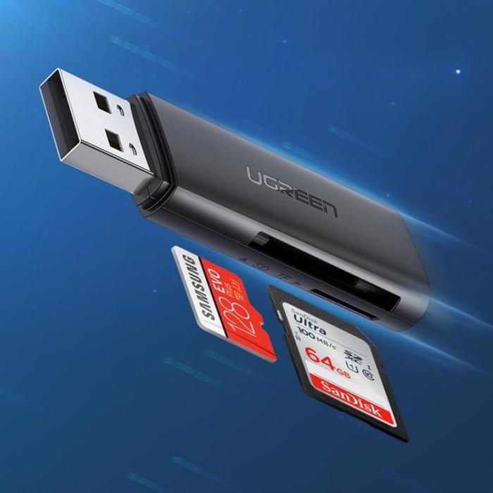 Ugreen - Ugreen kortläsare USB 3.0 SD/TF - Svart