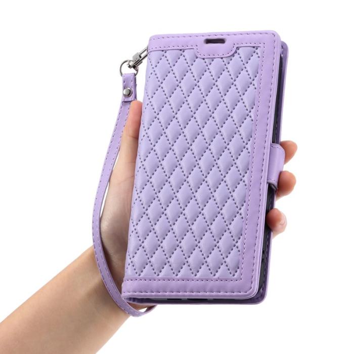 OEM - Samsung Galaxy S26 Ultra Fodral Äkta Läder Rhombus Textur - Lila