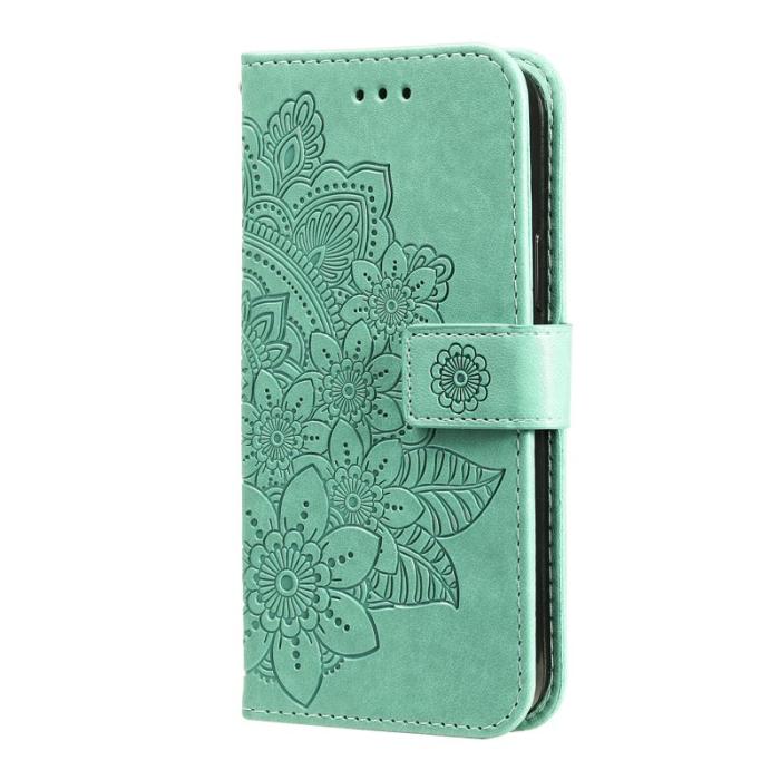 OEM - Samsung Galaxy S26 Plus Plånboksfodral Blommönster Konstläder Ställ - Grön