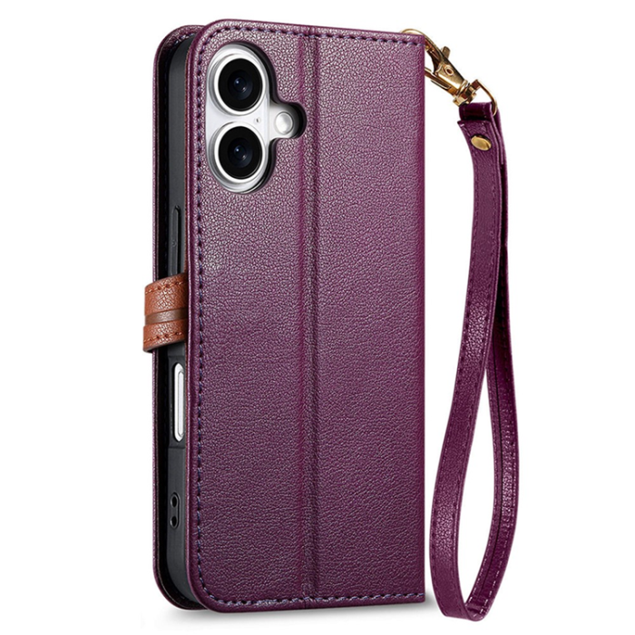 A-One Brand - iPhone 17 Plånboksfodral Leaf Magnetiskt Spänne Konstläder - Lila