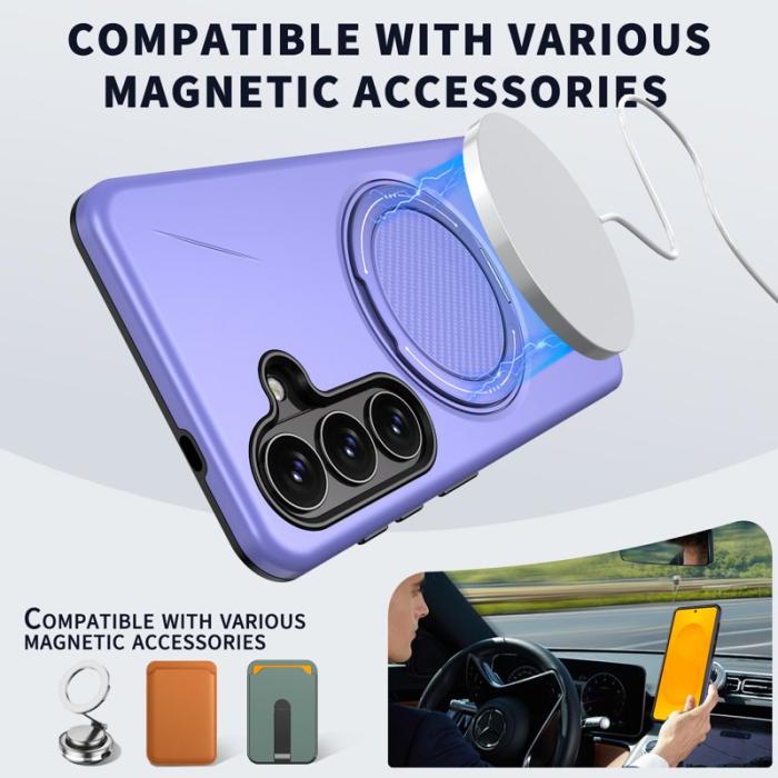 OEM - Mobilskal till Samsung Galaxy S26 Magnetiskt TPU + PC Baksida med Ställ - Lila