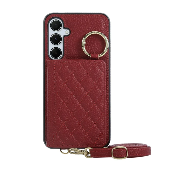 A-One Brand - Galaxy A17 5G/4G Mobilskal Korthållare Kickstand Rhombus - Röd
