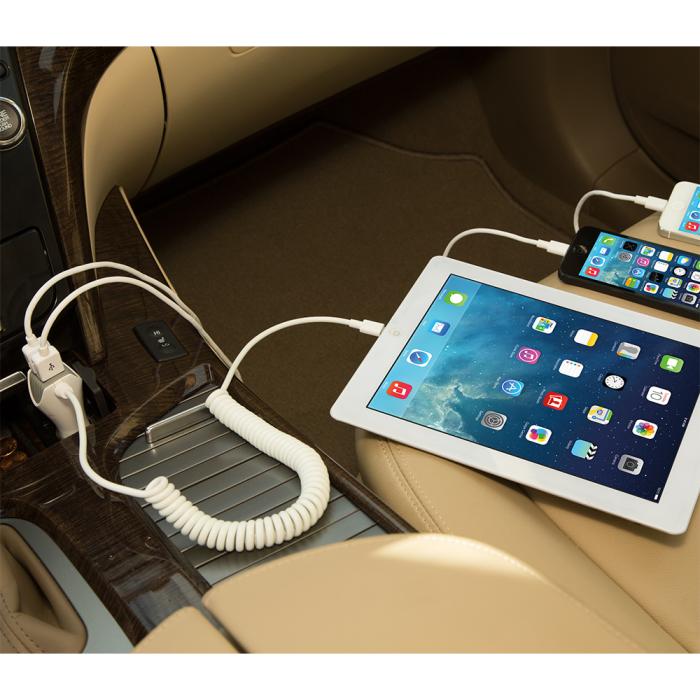 UTGATT5 - Naztech Trio Lightning Billaddare med 2 USB Uttag - Vit