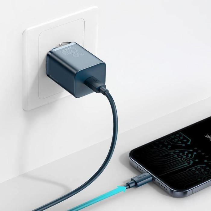 BASEUS - Baseus Super Väggladdare USB-C 20 W - Blå