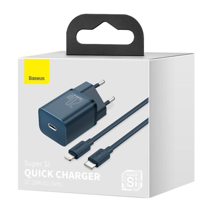 BASEUS - Baseus Super Väggladdare USB-C 20 W - Blå