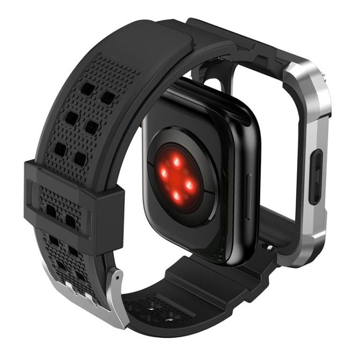 Kingxbar - Kingxbar Apple Watch 4/5/6/SE (44mm) Armband CYF134 2in1 Rugged - Silver