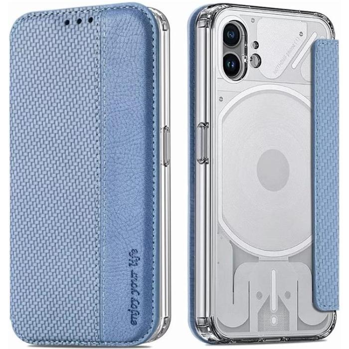 A-One Brand - Nothing Phone 1 Plånboksfodral Silikon Flip - Blå