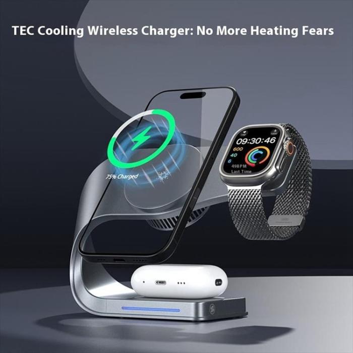 OEM - 3-in-1 Qi2 Trådlös Laddare Magsafe iPhone, Apple Watch, AirPods