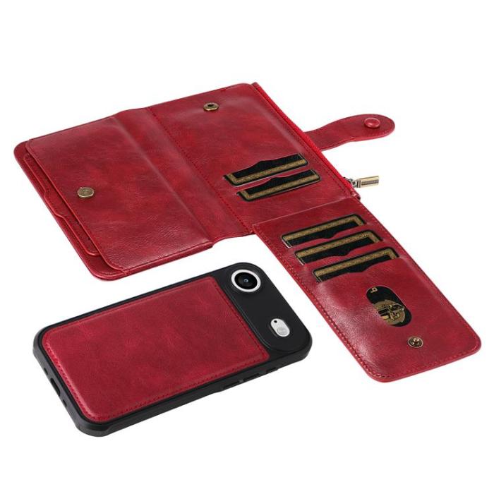 A-One Brand - iPhone Air Plånboksfodral Detachable korthållare - Röd